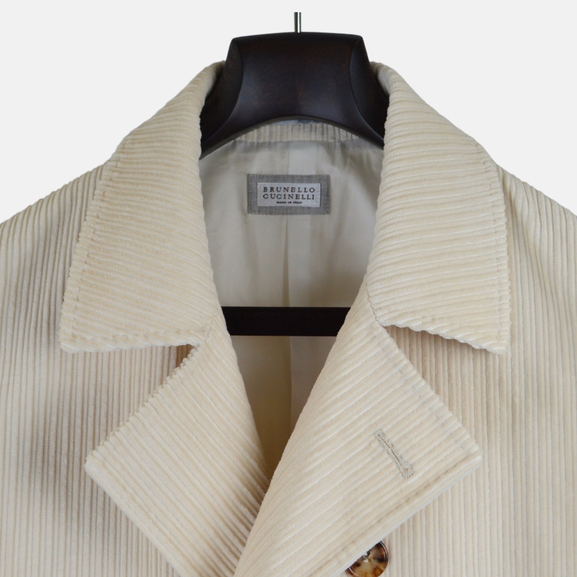 Cream Corduroy Pea Coat made of Cotton (EU 48)