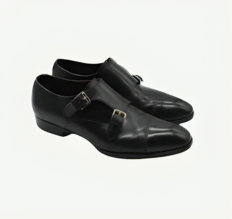 Schwarze Doppelmonks aus Leder (EU 39,5)
