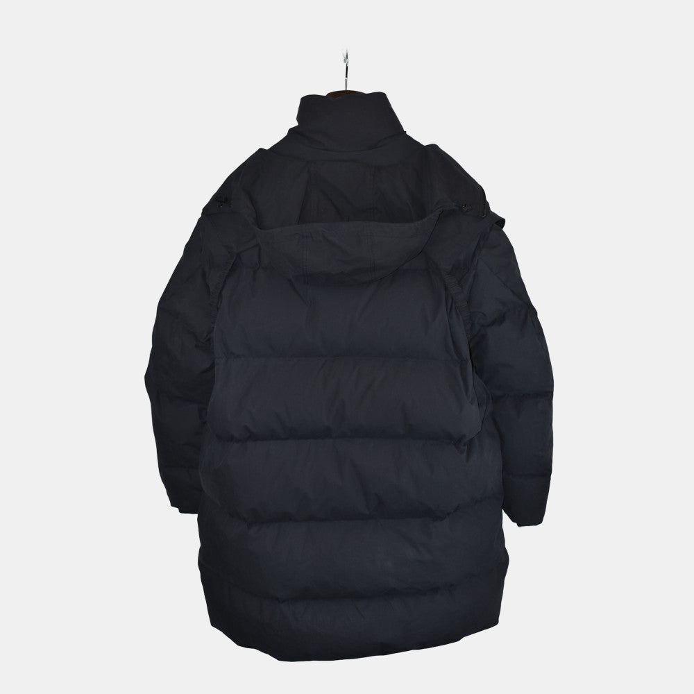 Black Down Hooded Coat made of Cotton (M)