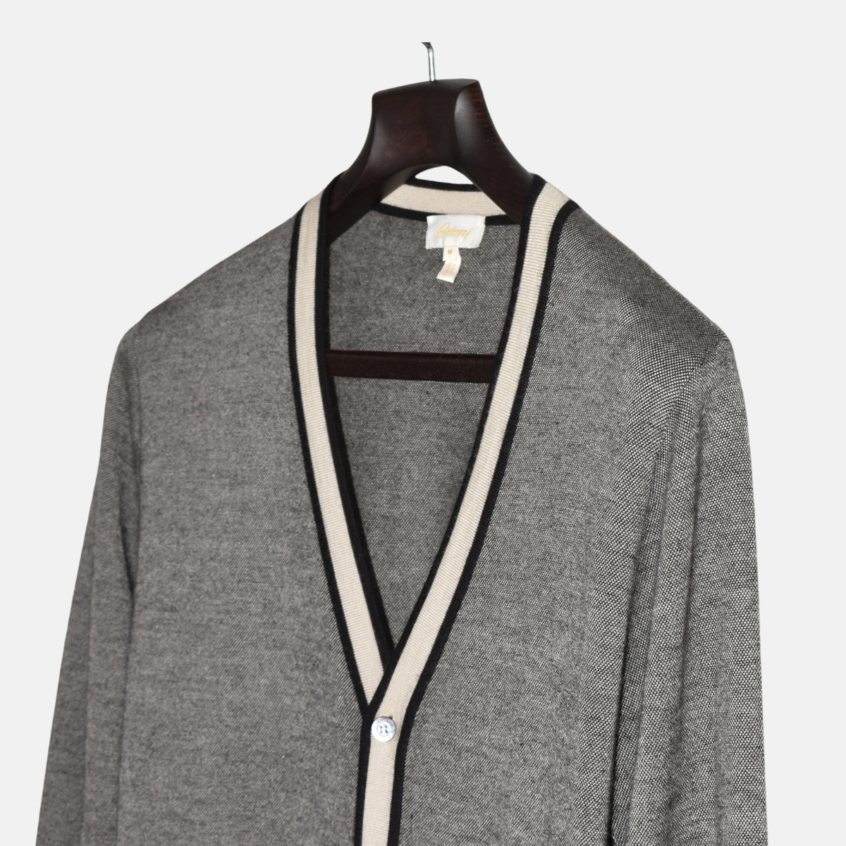 Black-Cream Patterned Cashmere Silk Cardigan