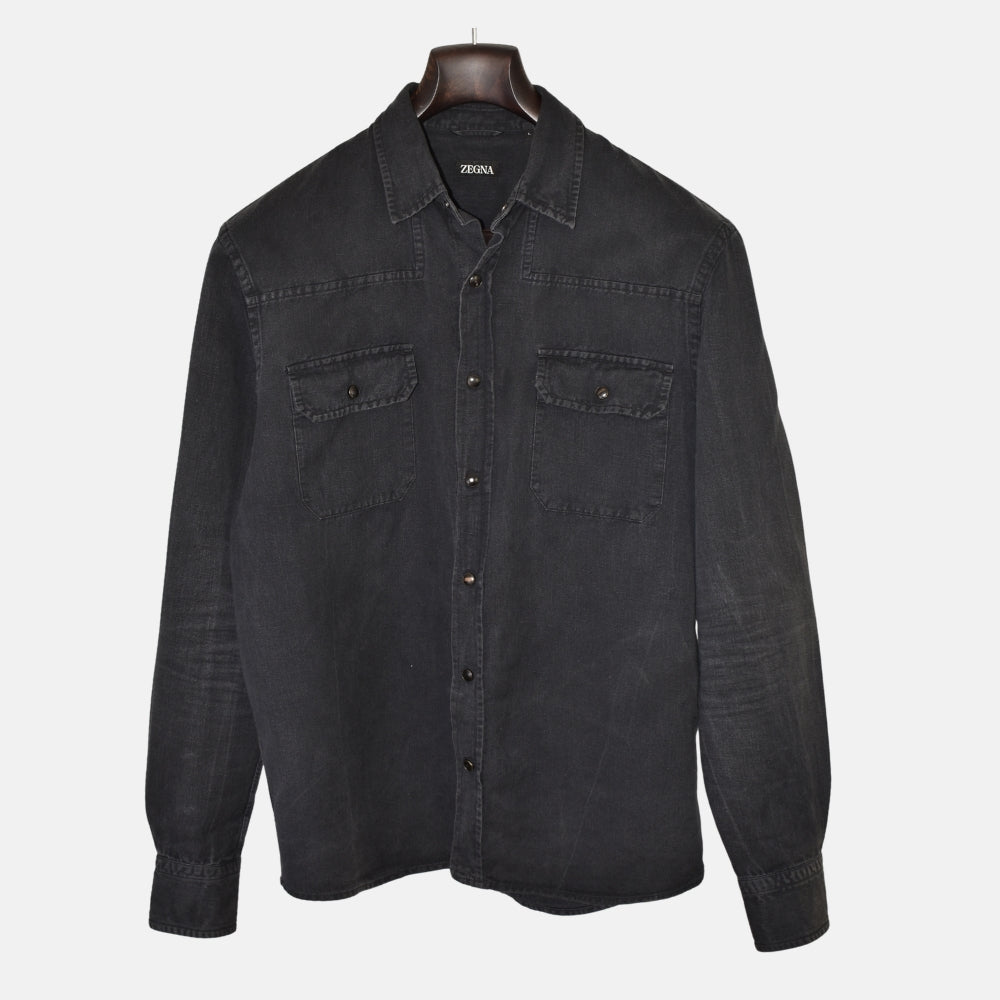 Black Denim Shirt made of Cotton (L)