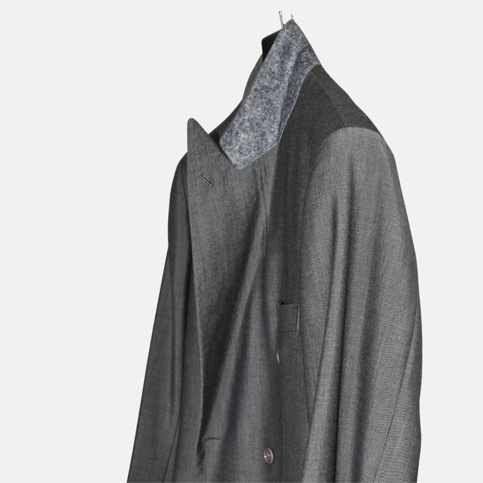 Gray Double Breasted Suit made of Wool (EU 52L)