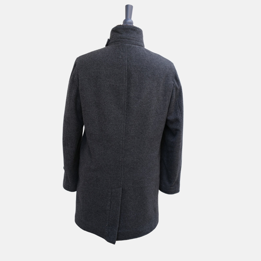 Charcoal Shearling Lined Cashmere Coat (S)