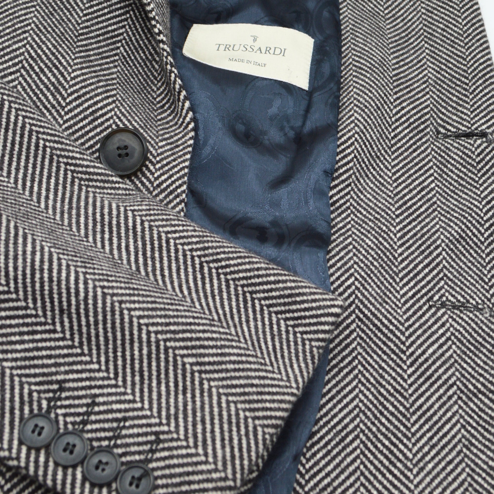 White/Black Coat made of Wool/Angora/Cashgore (EU 48)