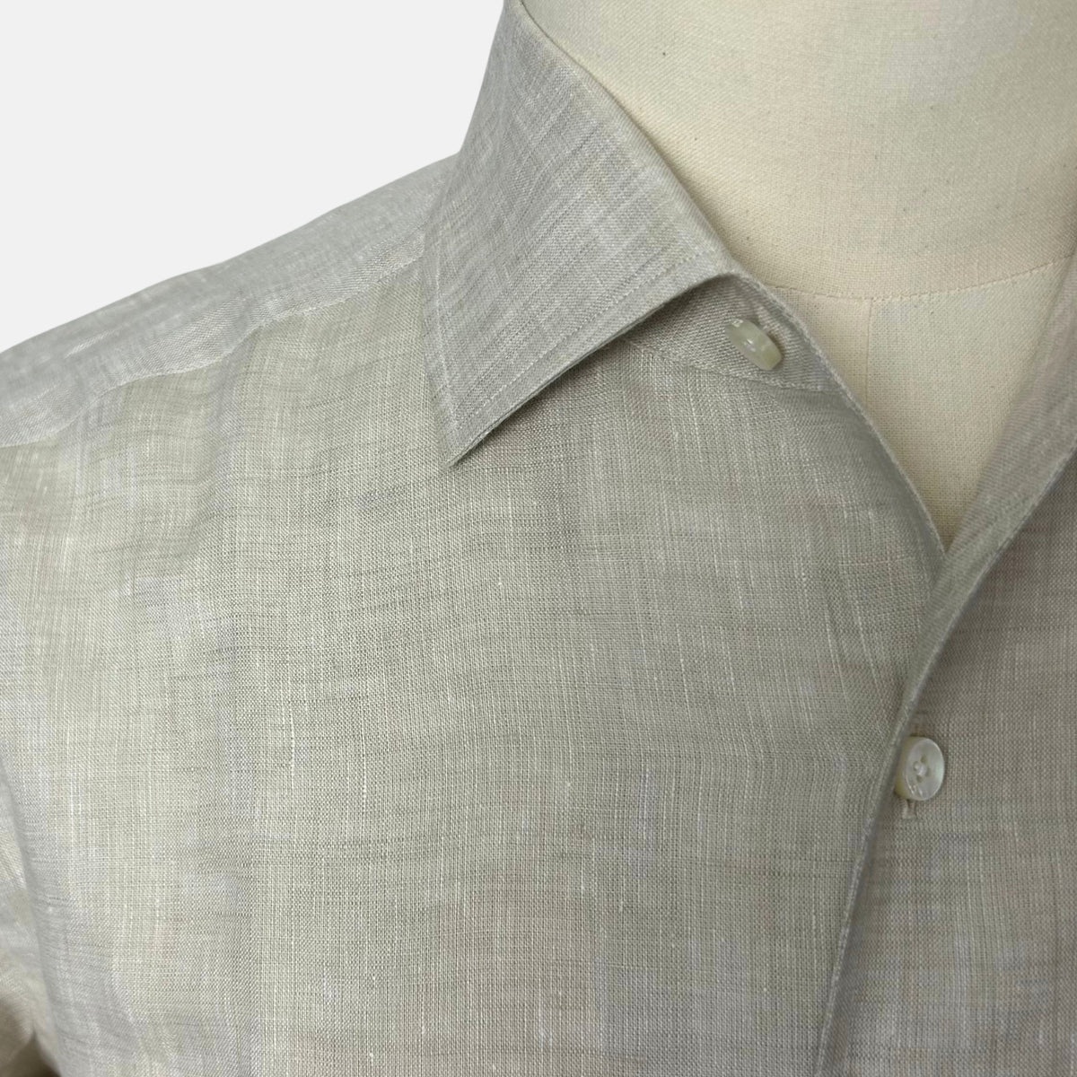 Ecru Melange Shirt made of Linen (M)
