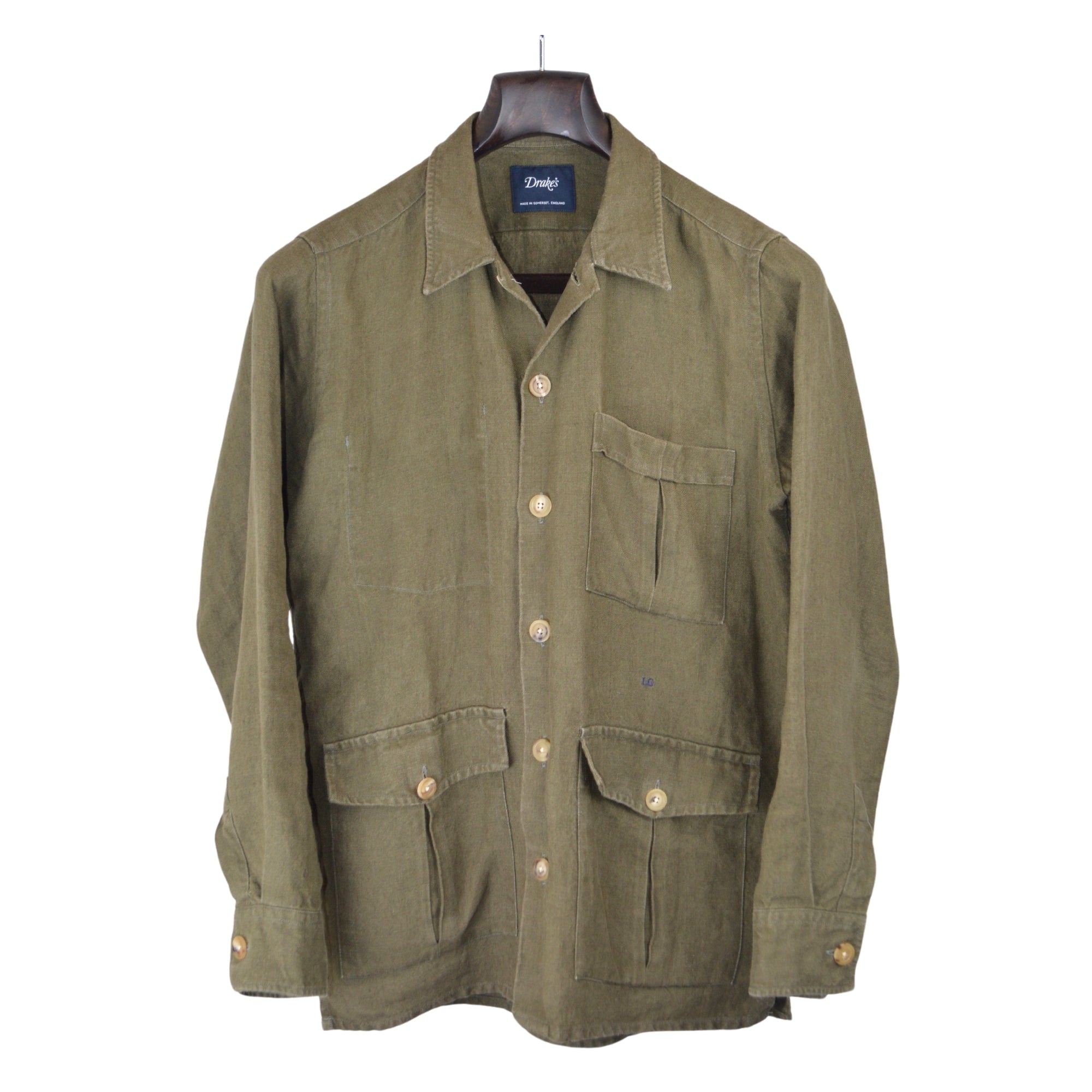 Khaki Safari Overshirt made of Linen (EU 46) – Sanpetuna