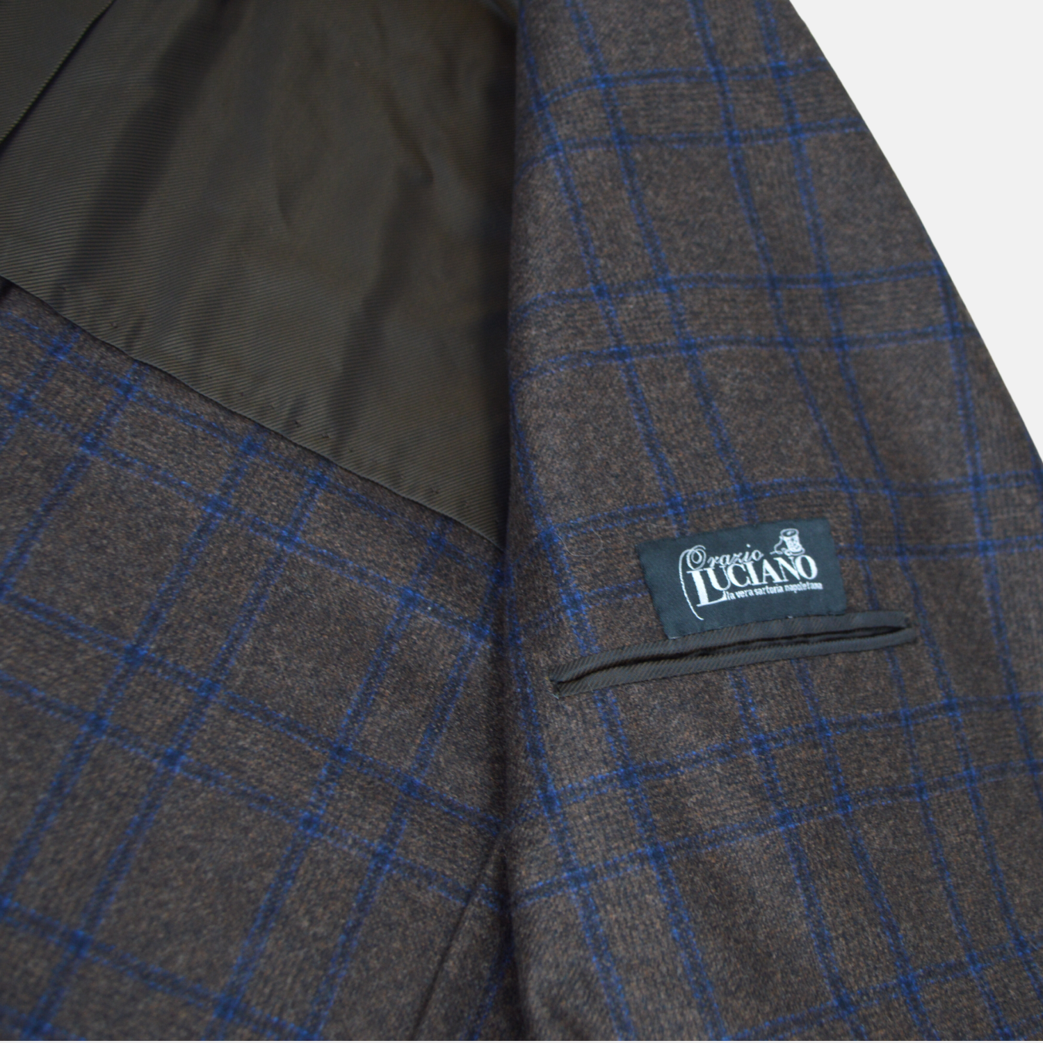 Brown/Blue Checked Blazer made of Virgin Wool (EU 54)
