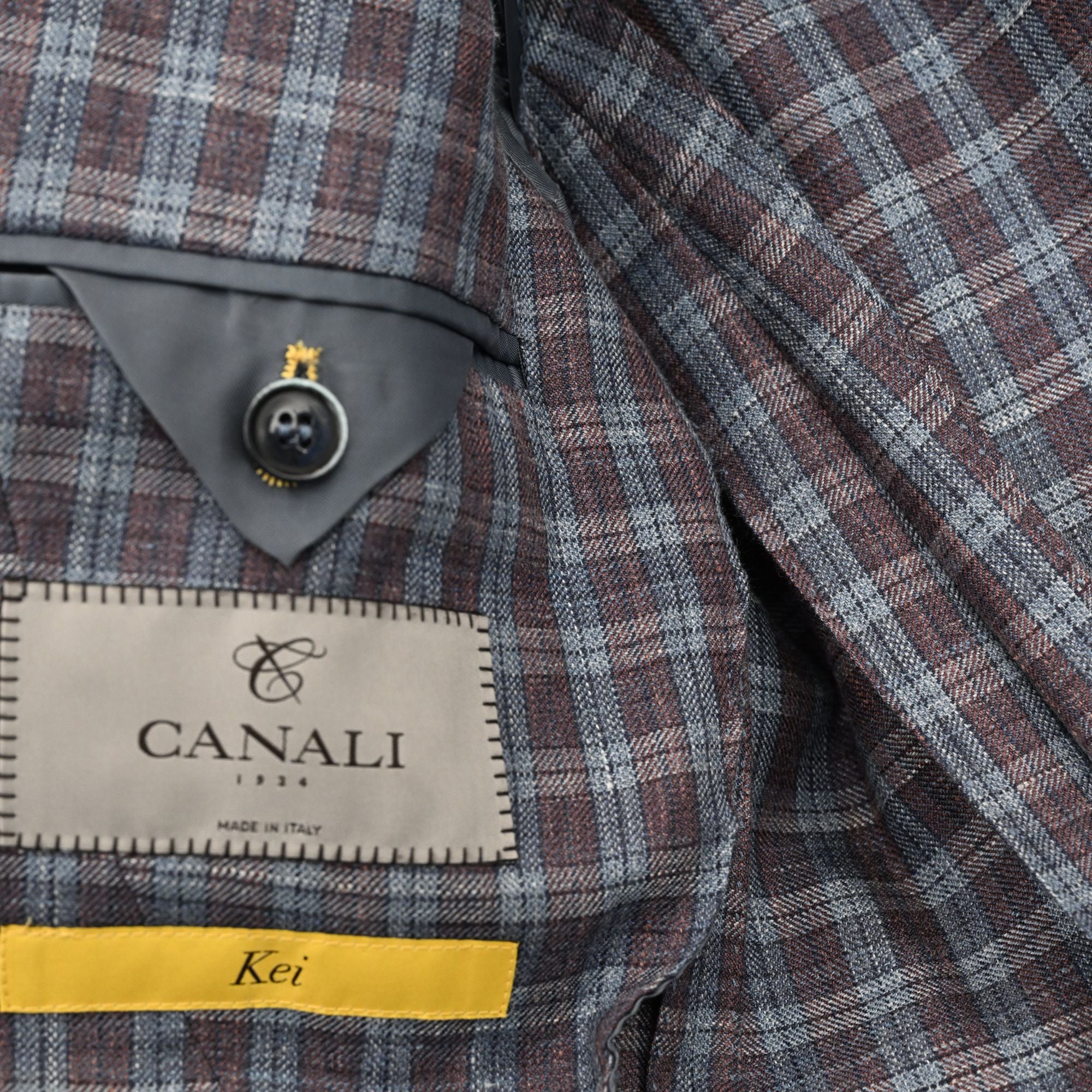 Blue/Bordeaux Blazer made of Wool/Linen/Silk (EU 50)