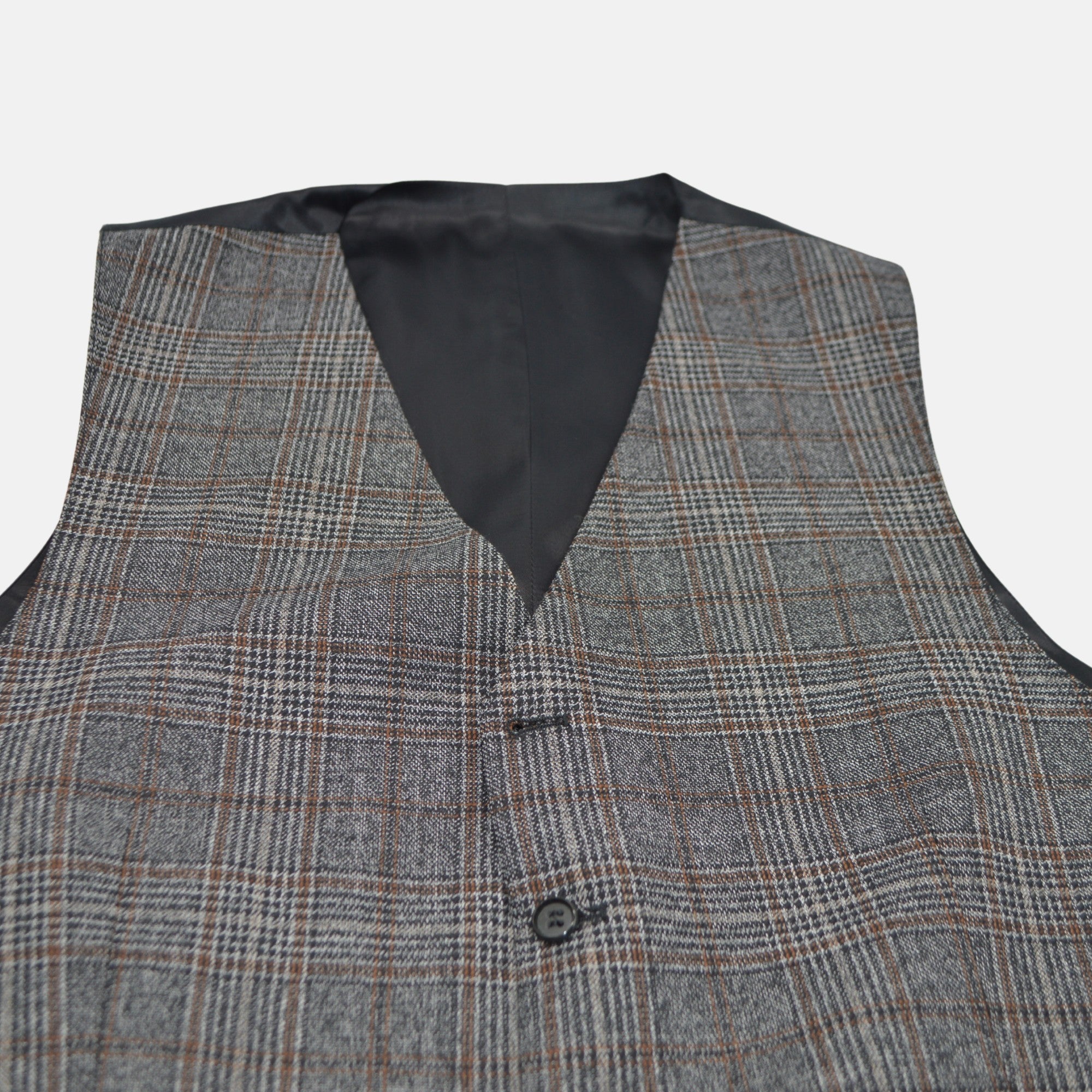 Grey Checked Vest made of Wool/Polyester (EU 52)