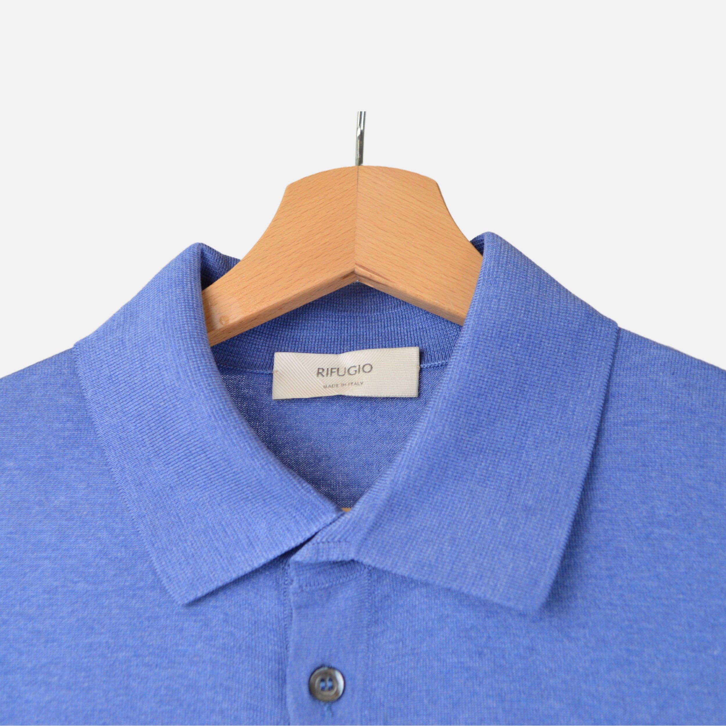 Blue Poloshirt made of Silk (EU 50)