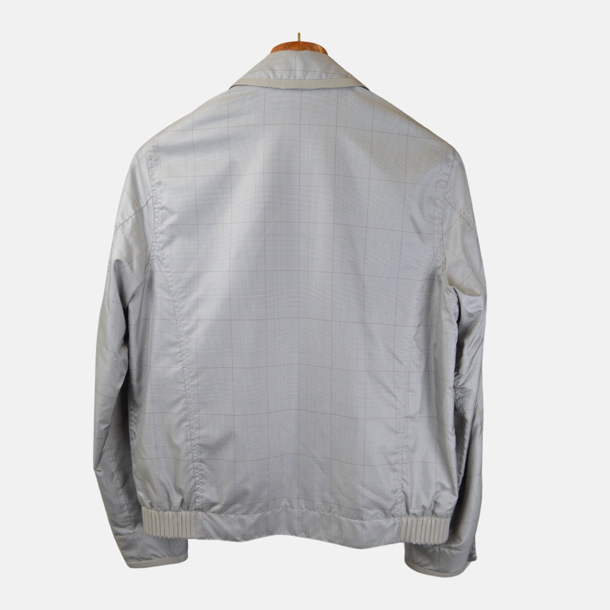 Beige Checked Blouson / Jacket made of Silk (EU 48)