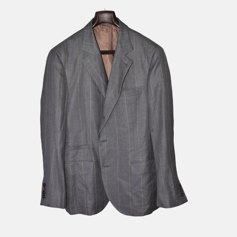 Grey Striped Blazer made of Linen/Wool/Silk (EU 54)