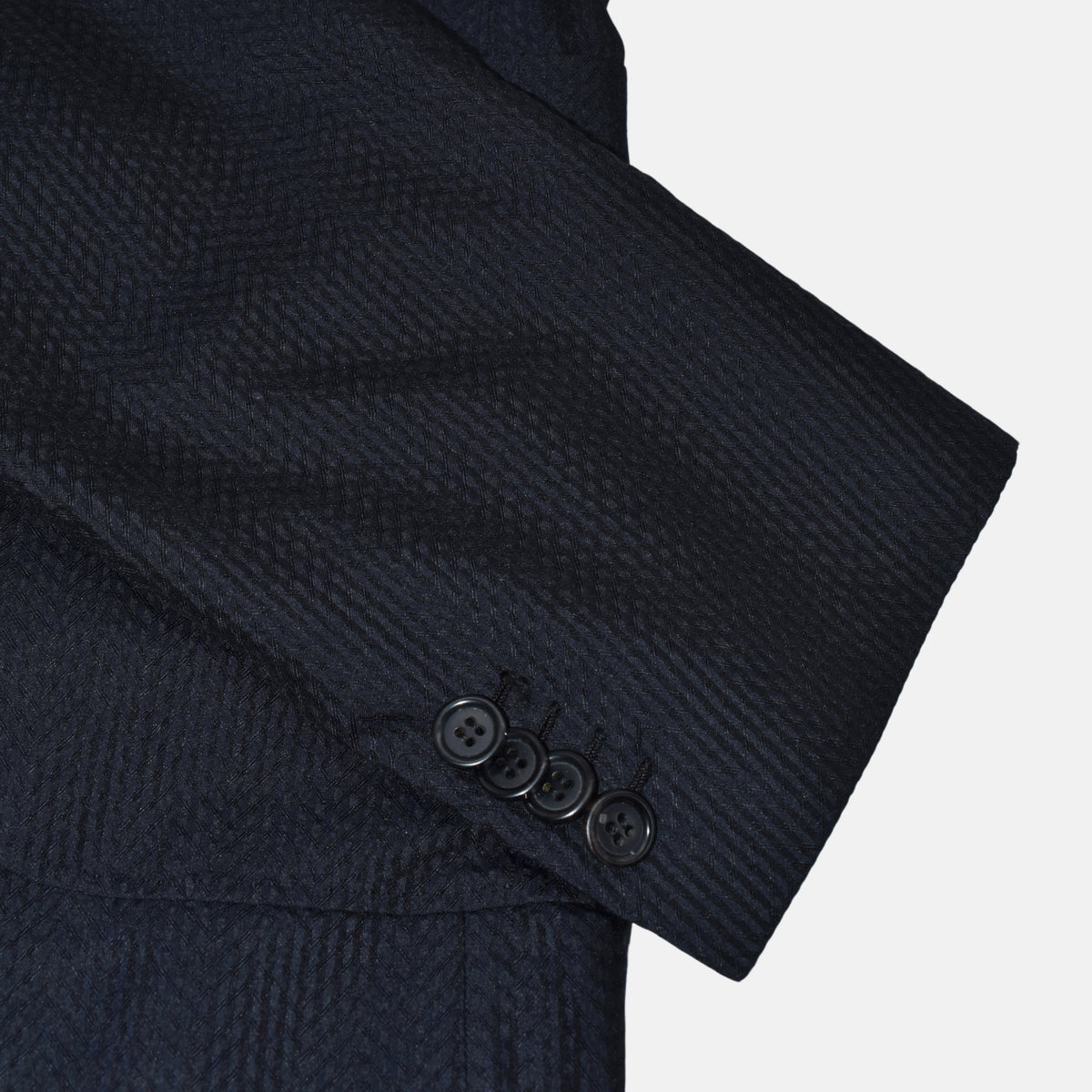Midnight Blue Seersucker Blazer made of Silk (EU 50, EU 52)