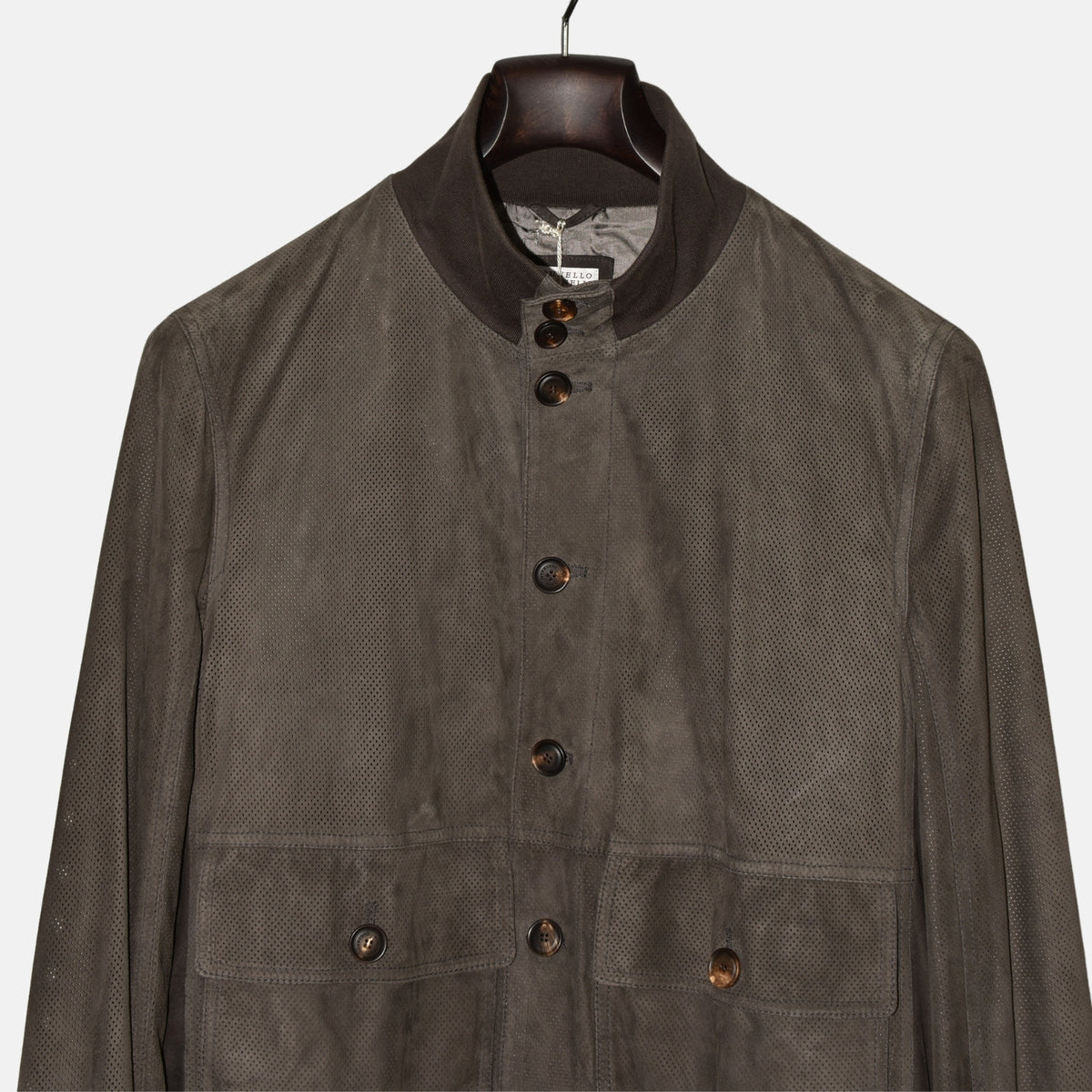 Olive Suede Leather Jacket (L)