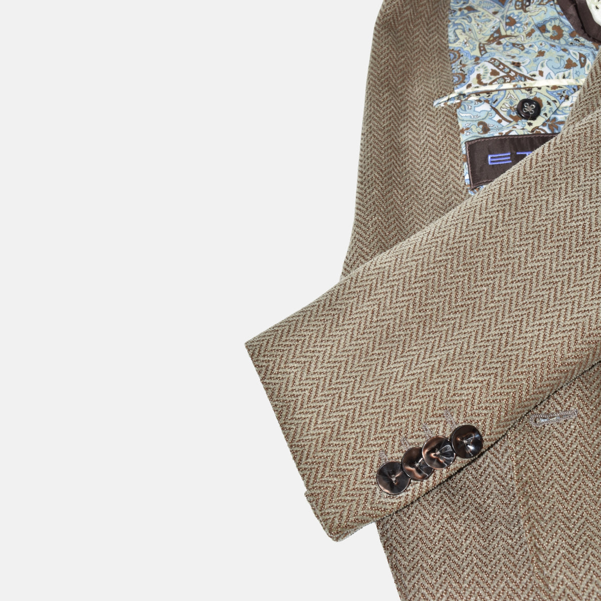 Beige Herringbone Blazer made of Wool/ Cotton ( EU 48)