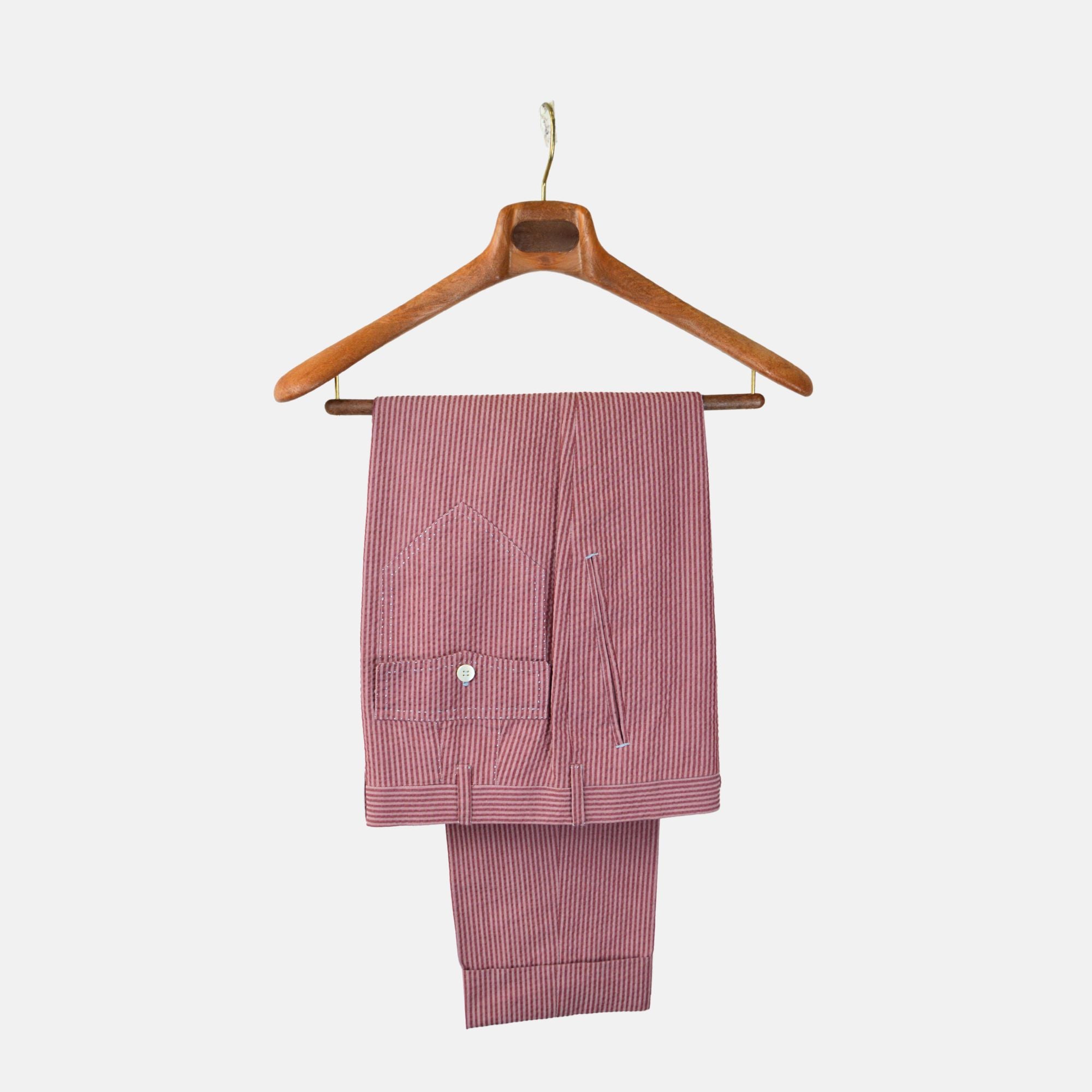 Bordeaux Striped Seersucker Suit made of Cotton (EU 54)