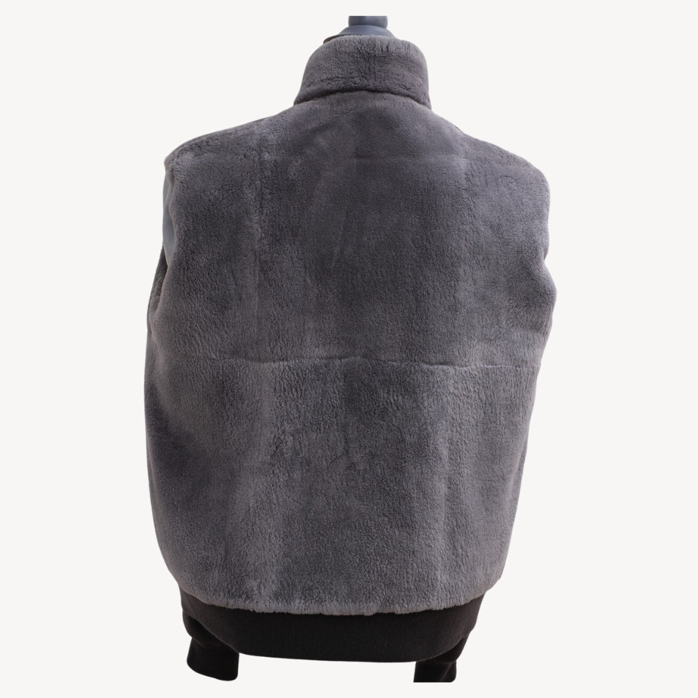 Dark Grey Castarino Lined Jacket with Cashmere Sleeves (EU 50)