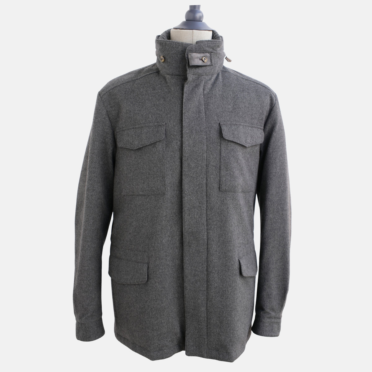 Gray Down/Storm System Jacket made of Virgin Wool/Cashmere/Suede Details (EU 52)