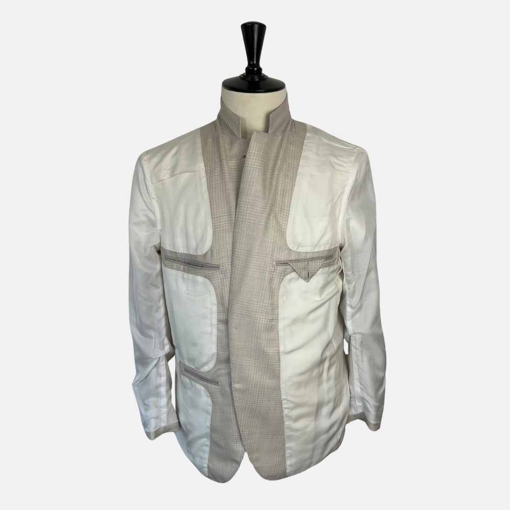 Ecru Patterned Blazer made of Cashmere/Silk (EU 54)