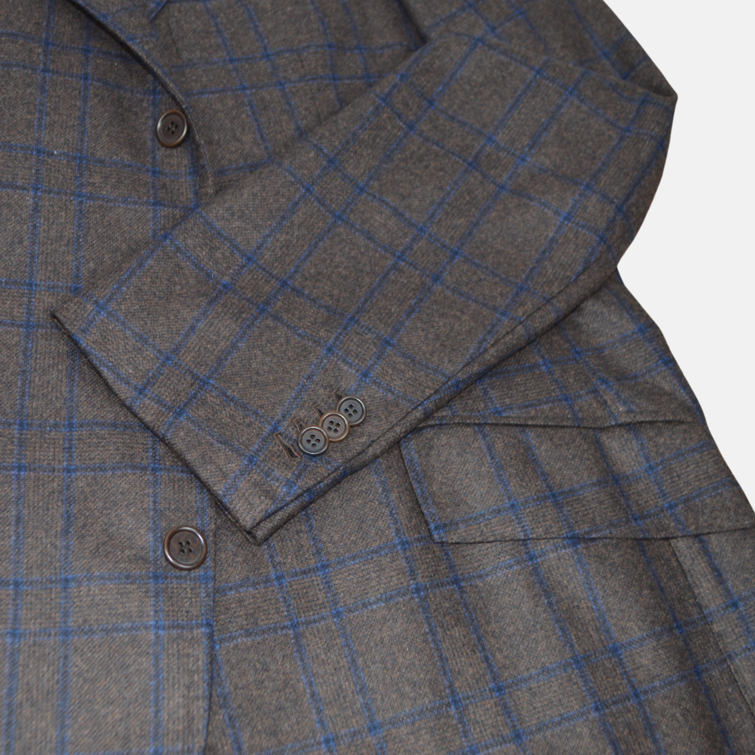 Brown/Blue Checked Blazer made of Virgin Wool (EU 54)