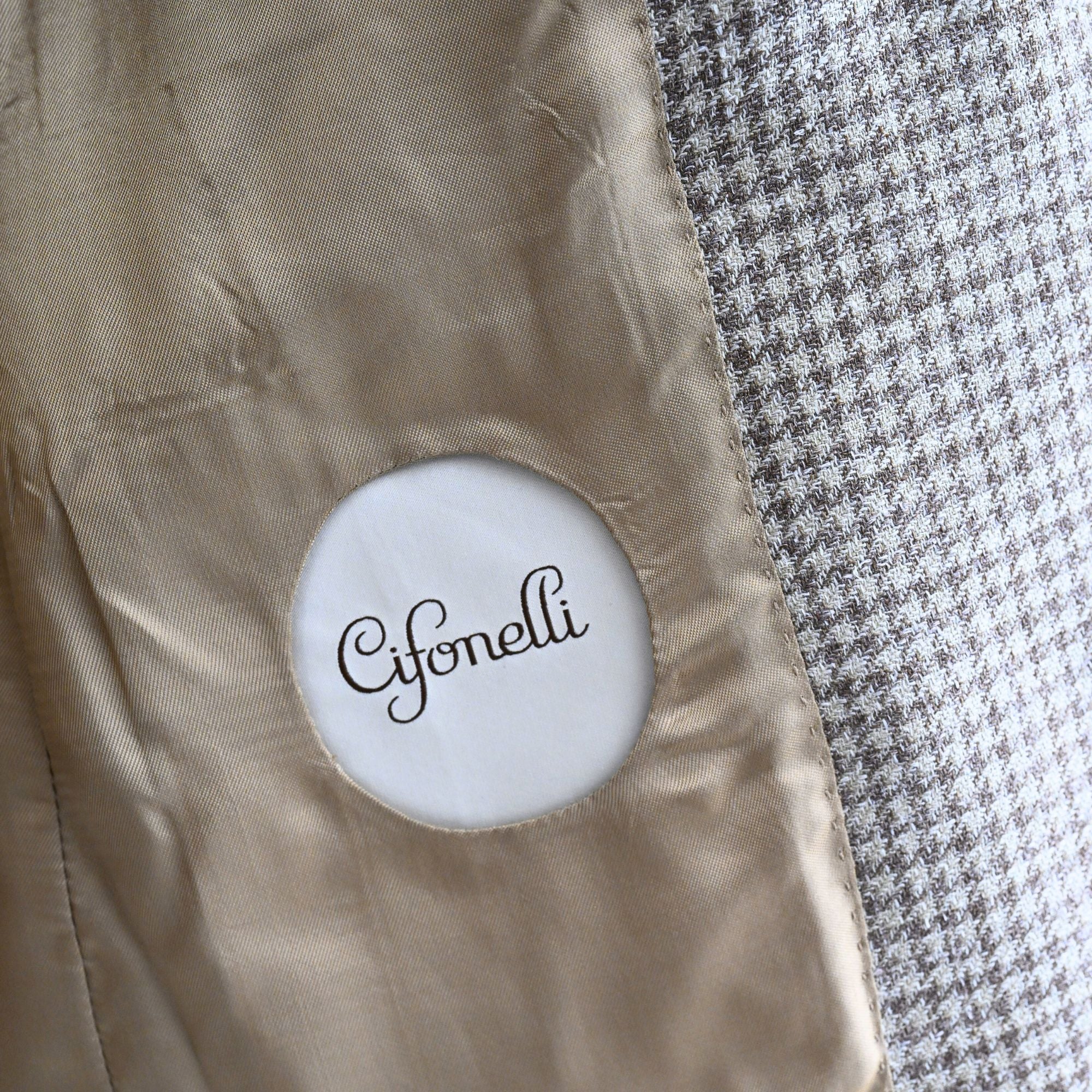 Beige Patterned Blazer made of Wool/Linen/Silk (EU 48)