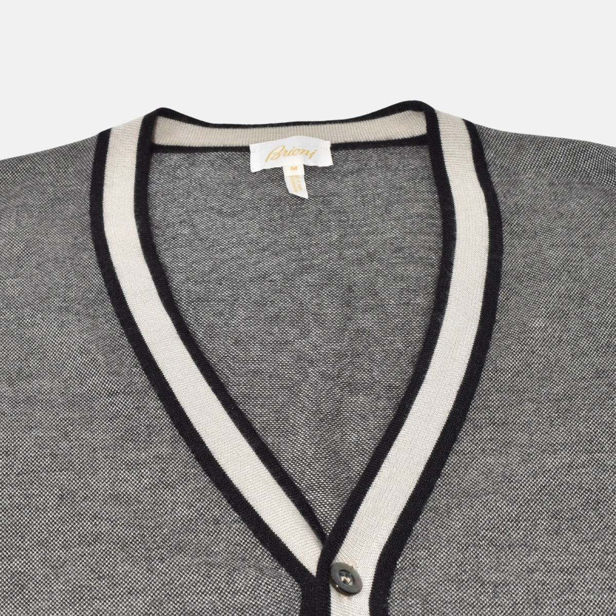 Black-Cream Patterned Cashmere Silk Cardigan