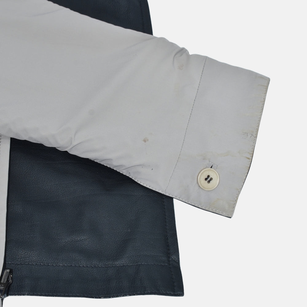 Hooded Leather Jacket Reversible