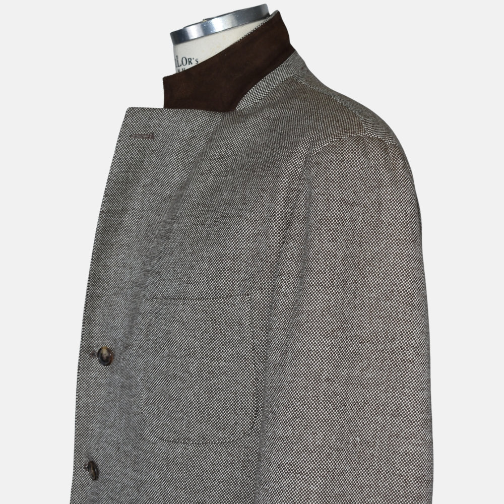Brown Offwhite Patterned Blazer