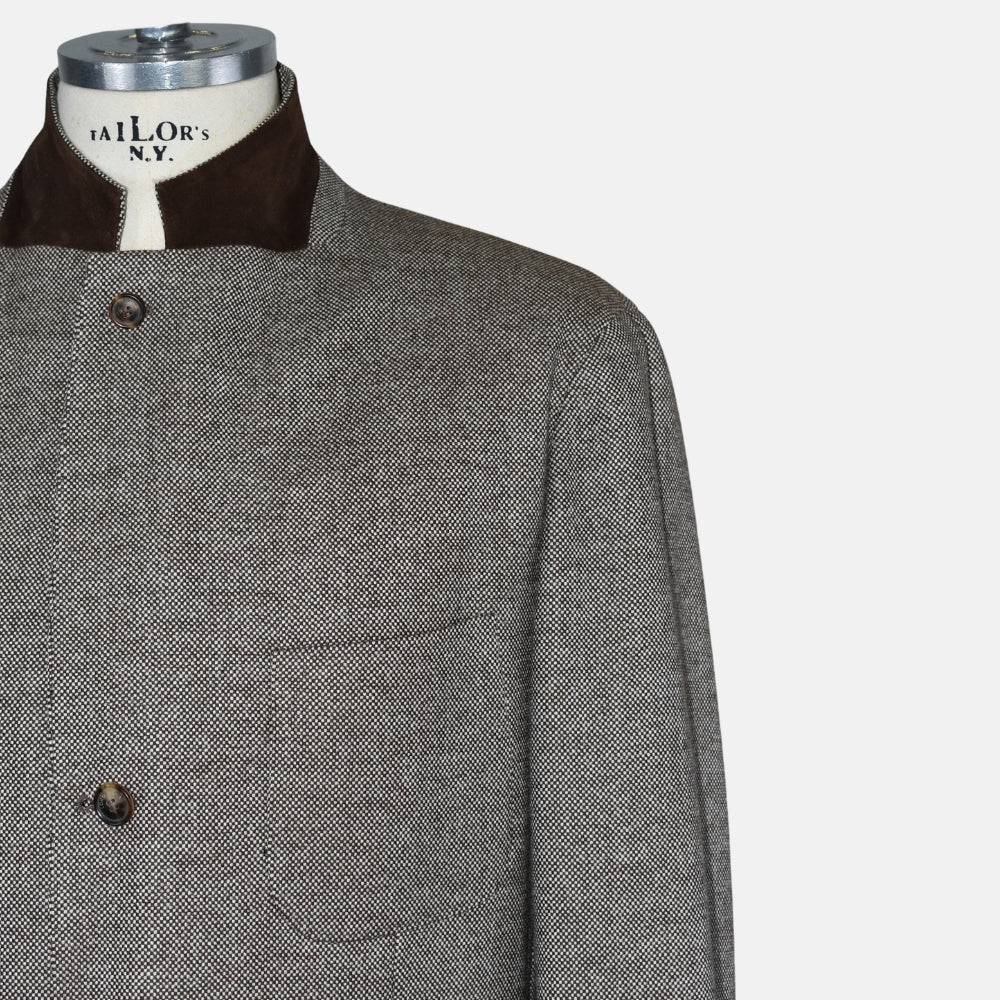 Brown Offwhite Patterned Blazer