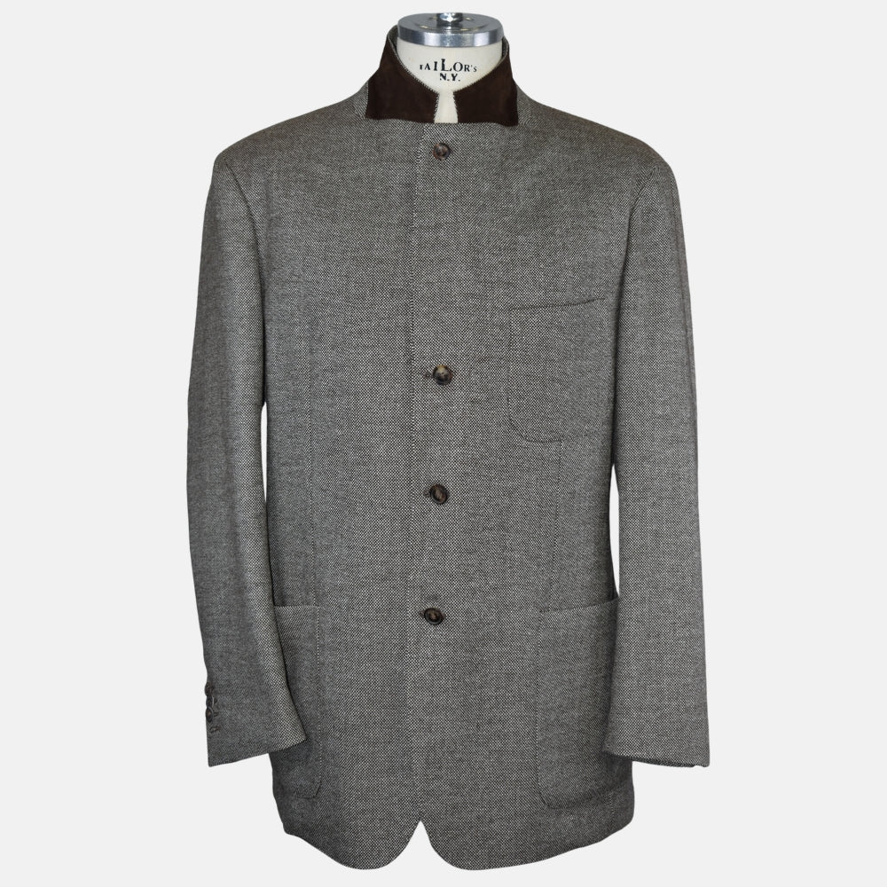 Brown Offwhite Patterned Blazer