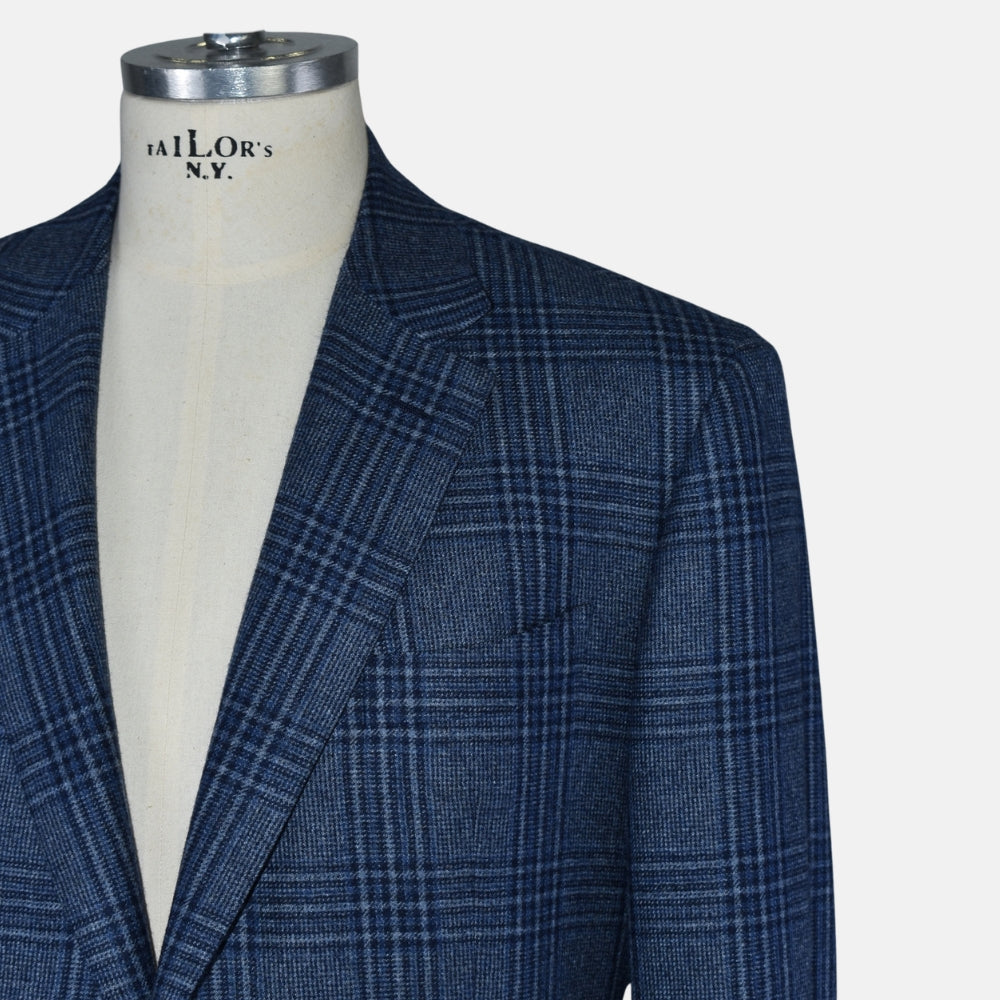 Ing Loro Piana Blue Checked Blazer Cashmere