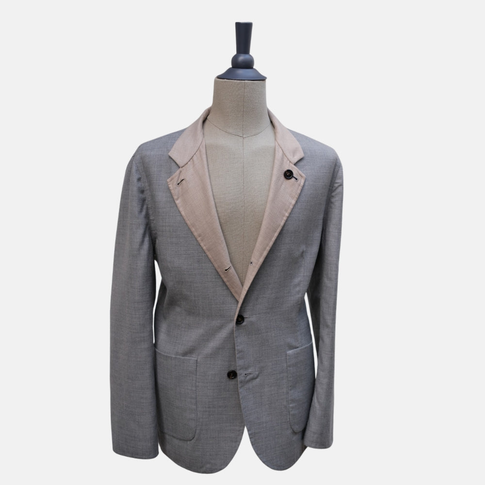 Beige/Grey Reversible Cashmere/Silk Blazer (EU 46/EU 52)