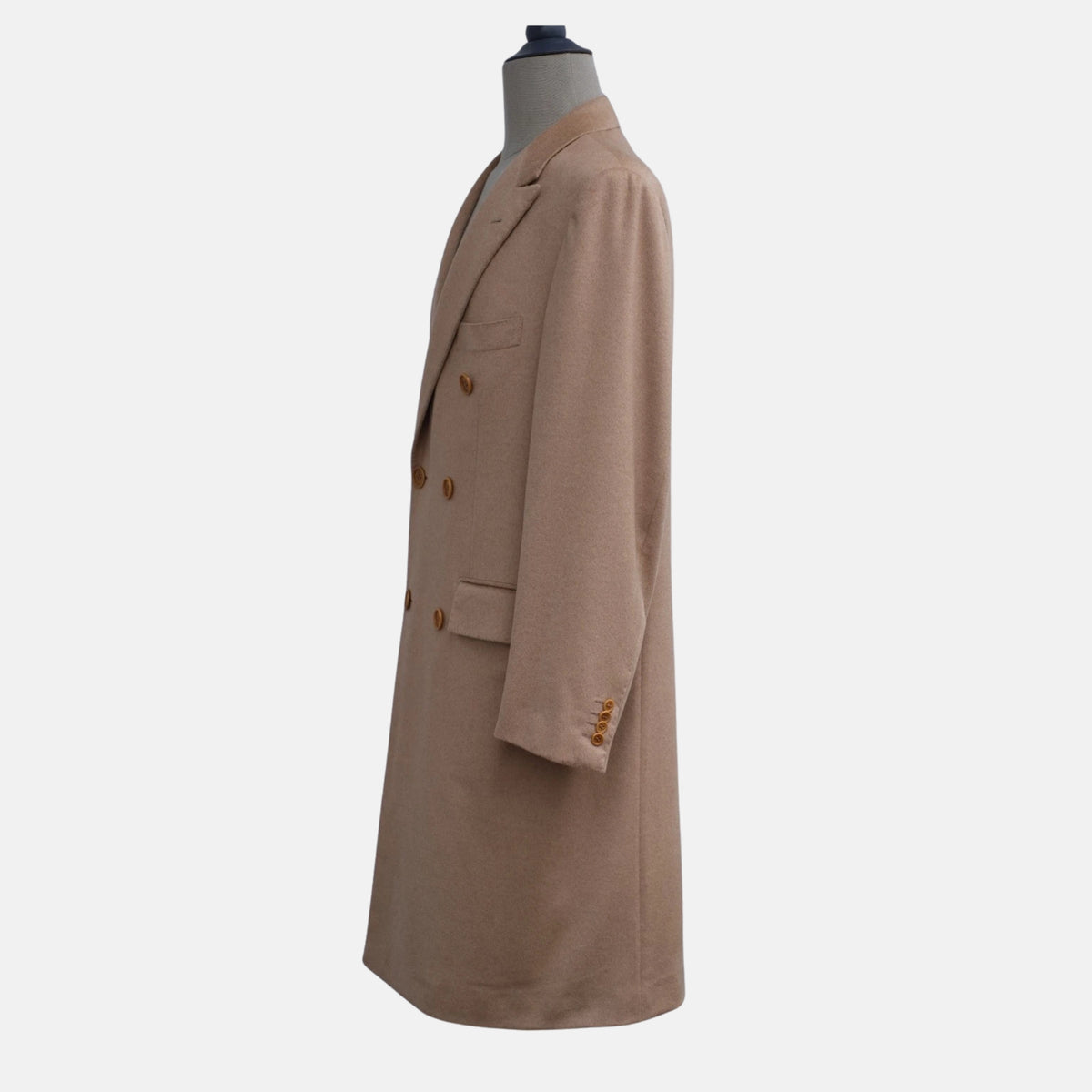 Beiger zweireihiger Guanaco-Mantel (EU 50)