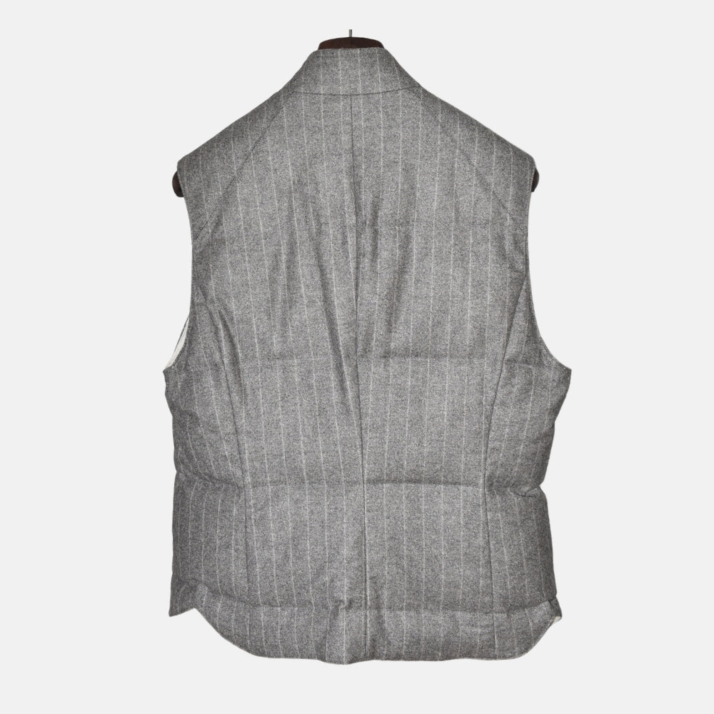 Grey Striped Flannel Vest made of Wool/Cashmere (S)