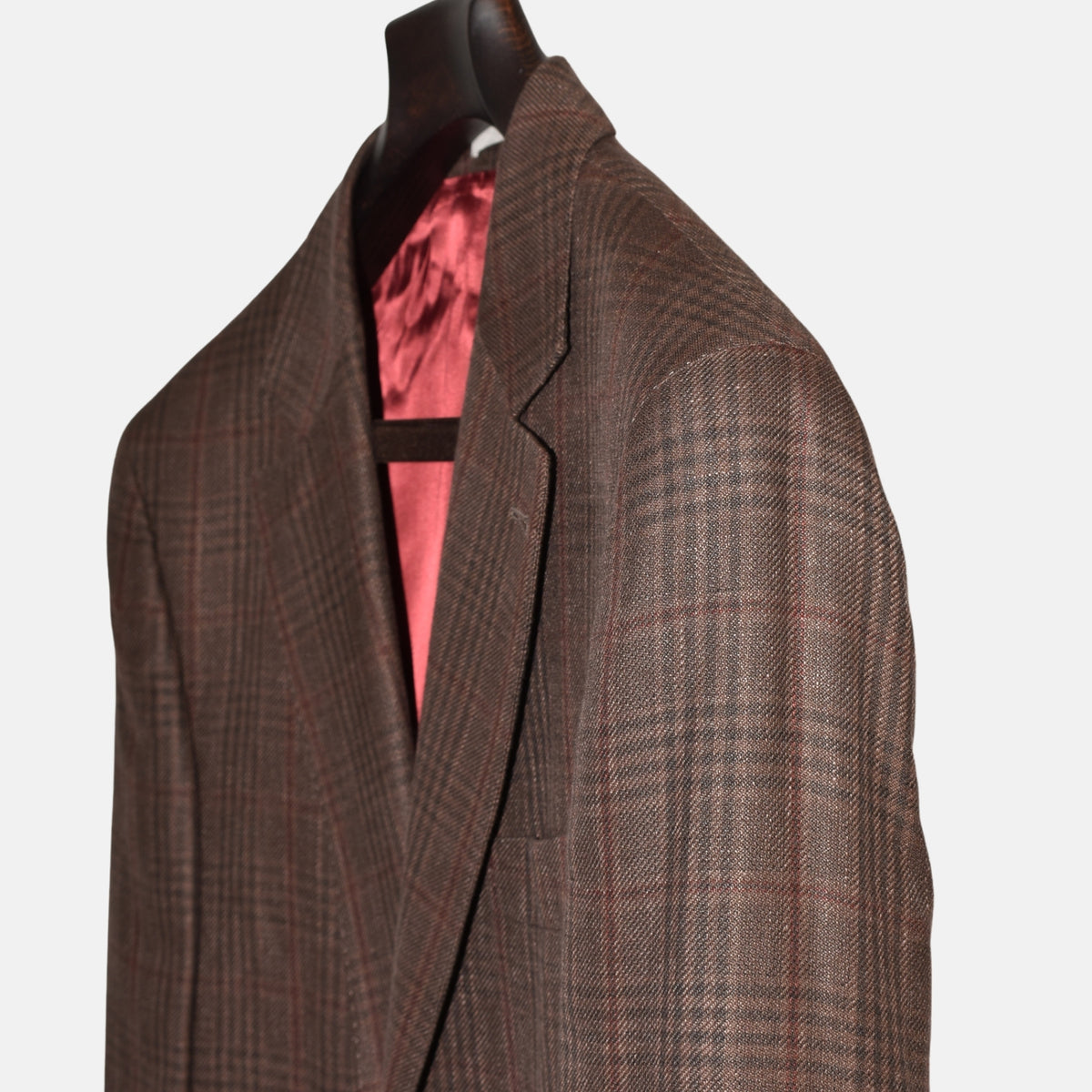 Brown Checked Blazer Linen/Wool/Silk (EU 50)