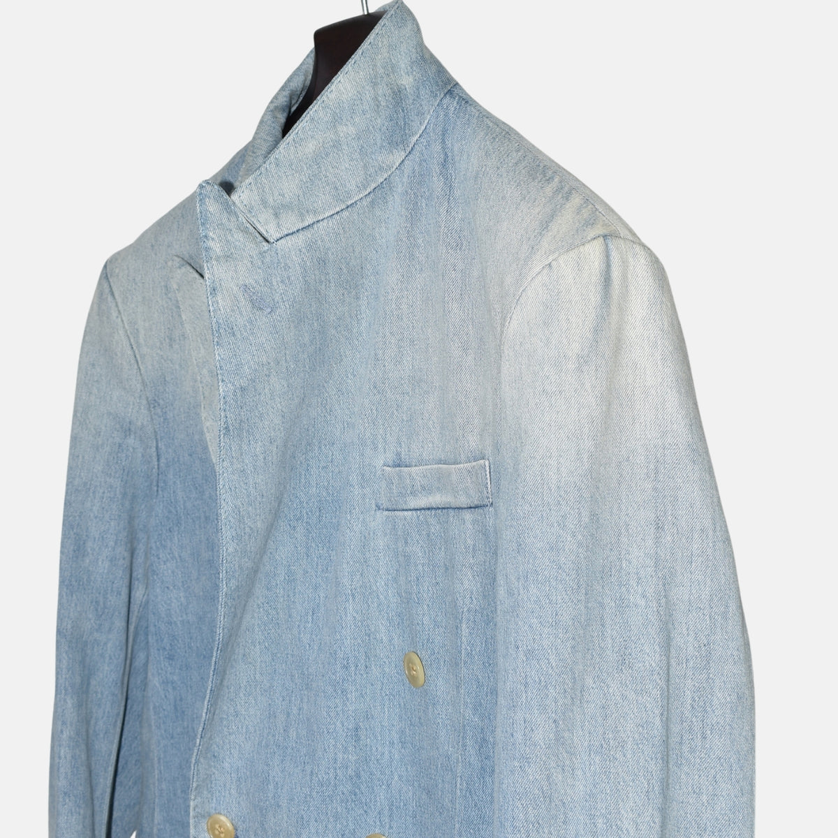 Blue Double Breasted Denim Cotton Blazer (EU 52)