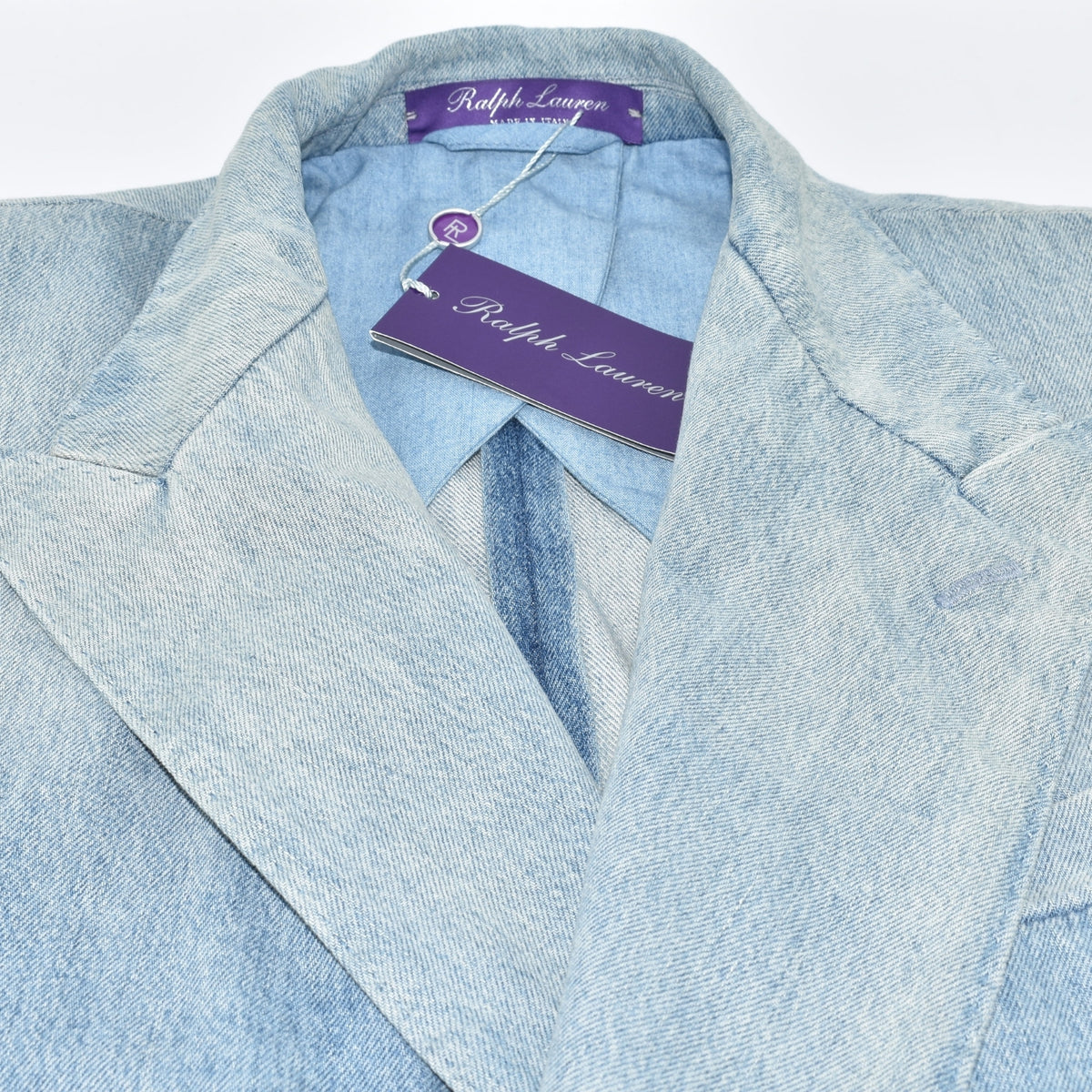 Blue Double Breasted Denim Cotton Blazer (EU 52)