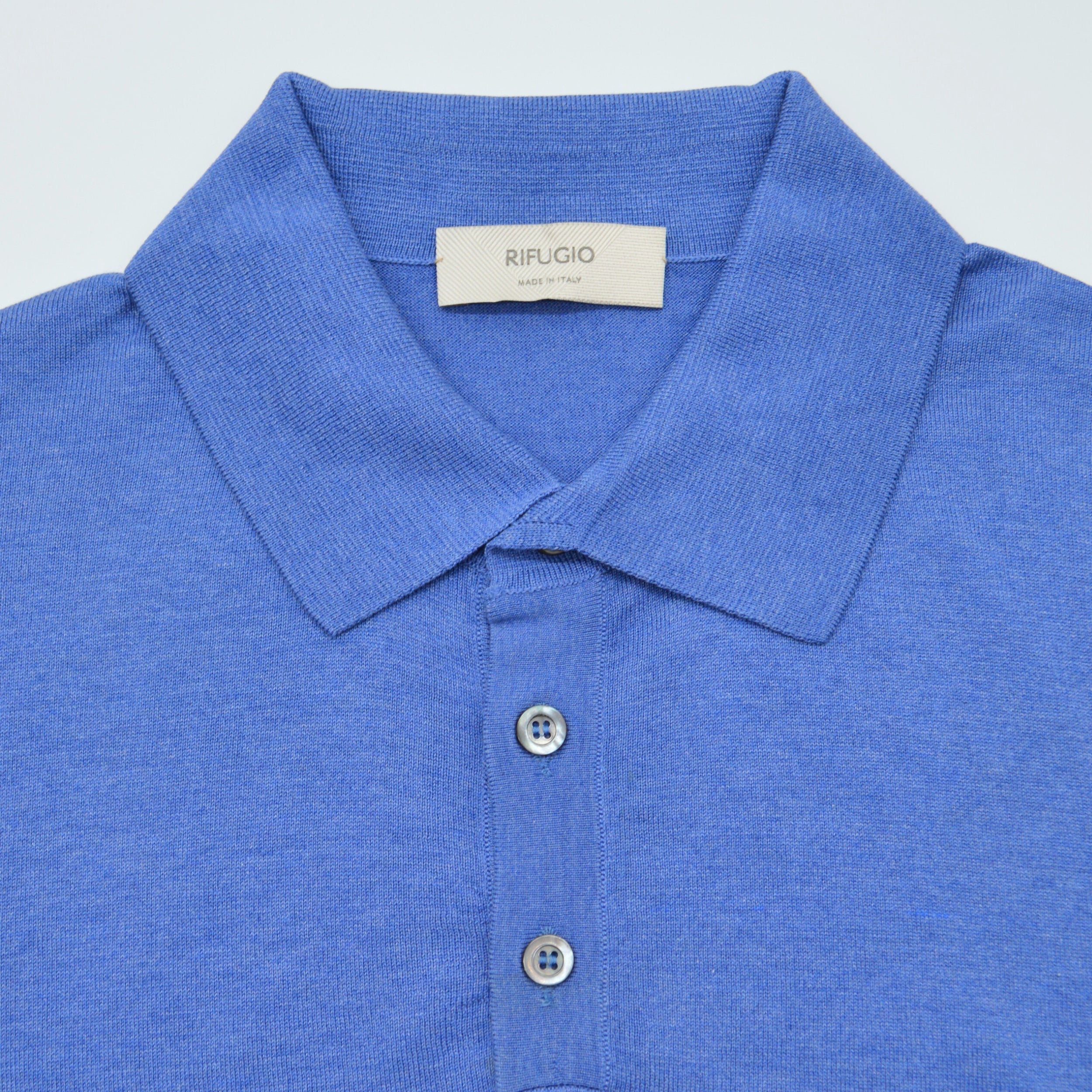 Blue Poloshirt made of Silk (EU 50)