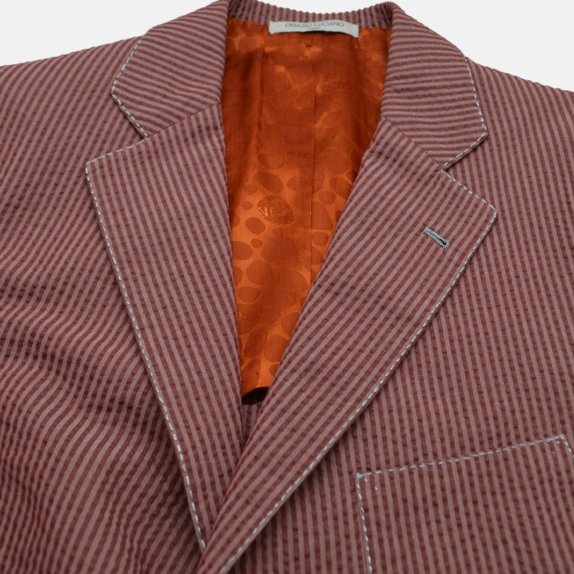 Bordeaux Striped Seersucker Suit made of Cotton (EU 54)