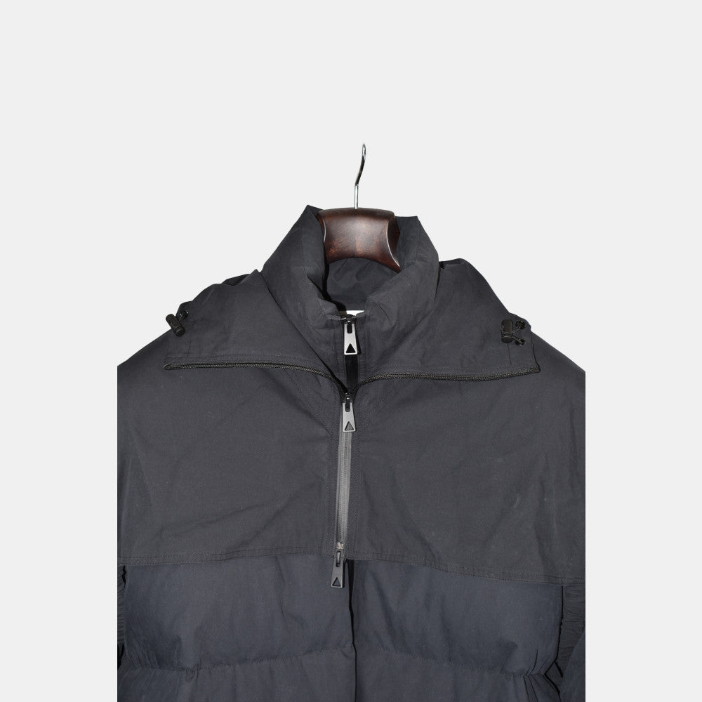 Black Down Hooded Coat made of Cotton (M)