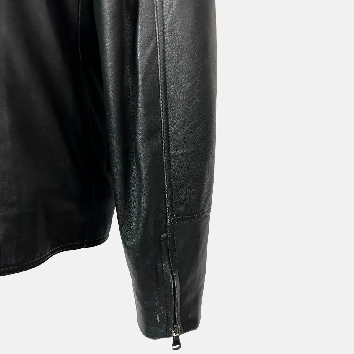 Black Biker Jacket made of Leather (EU 48)