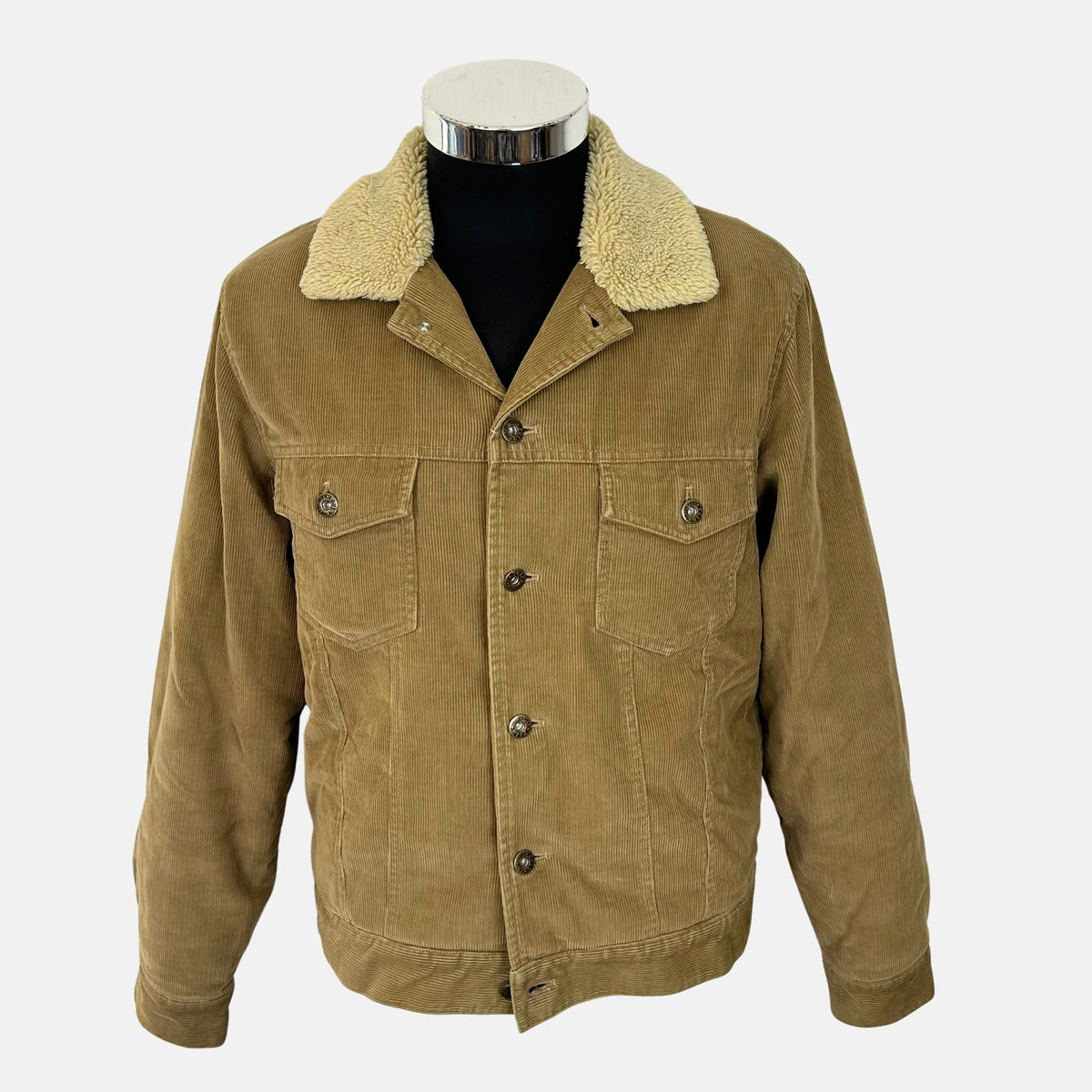 Beige Corduroy Trucker Jacket made of Cotton (M)