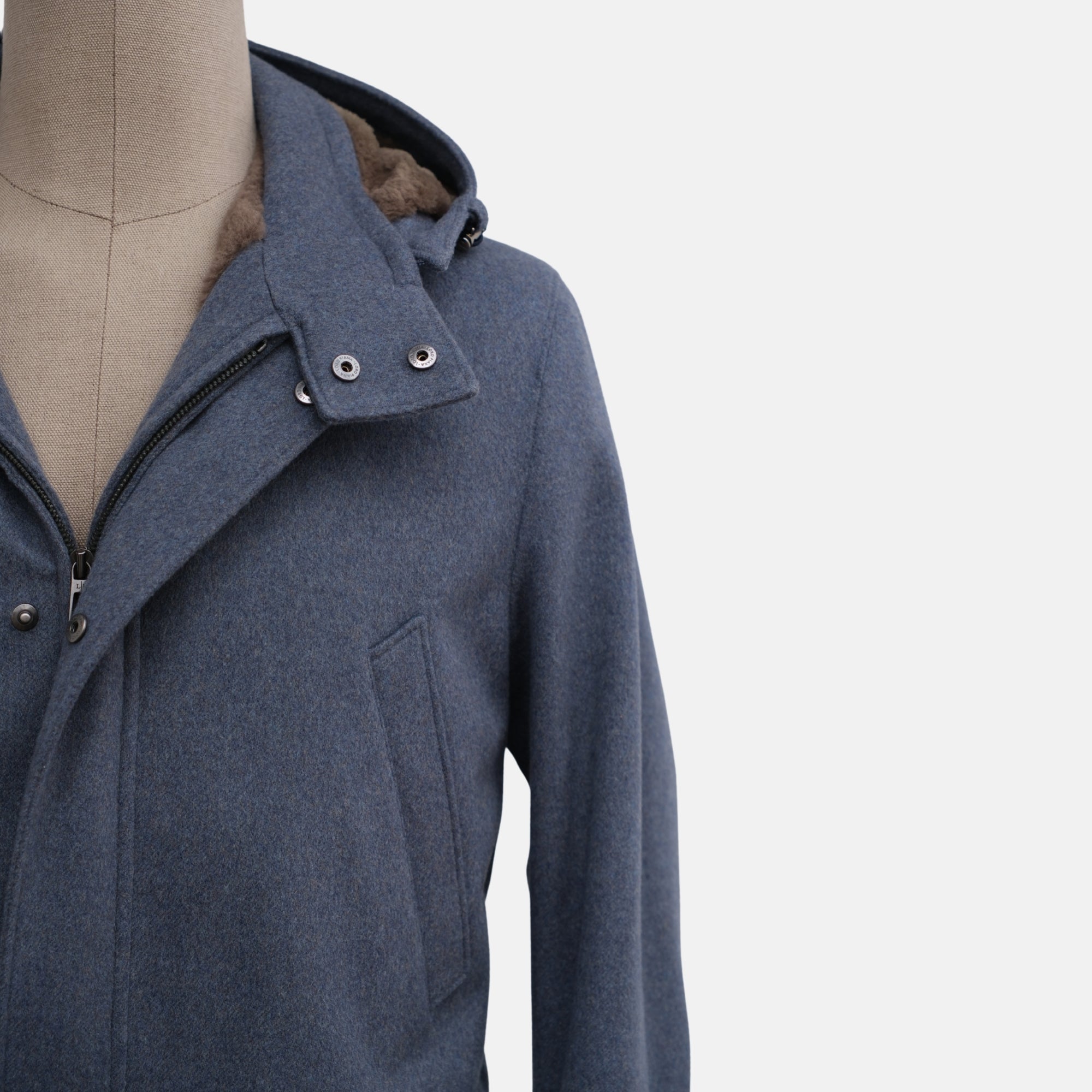 Blue Beaver Lined Coat made of Vicuna/Cashmere (M)