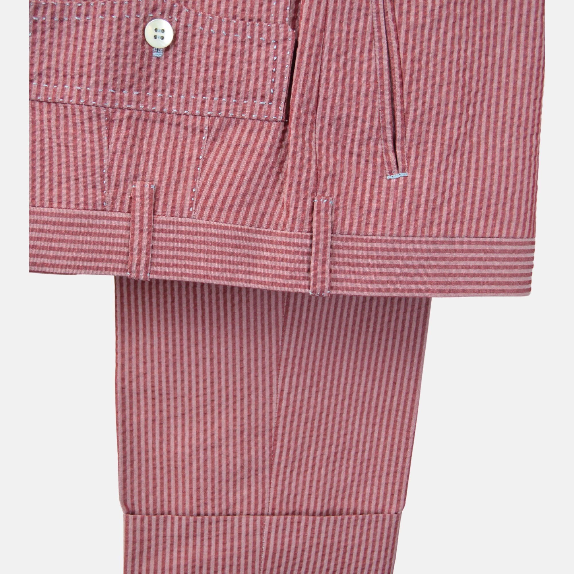 Bordeaux Striped Seersucker Suit made of Cotton (EU 54)