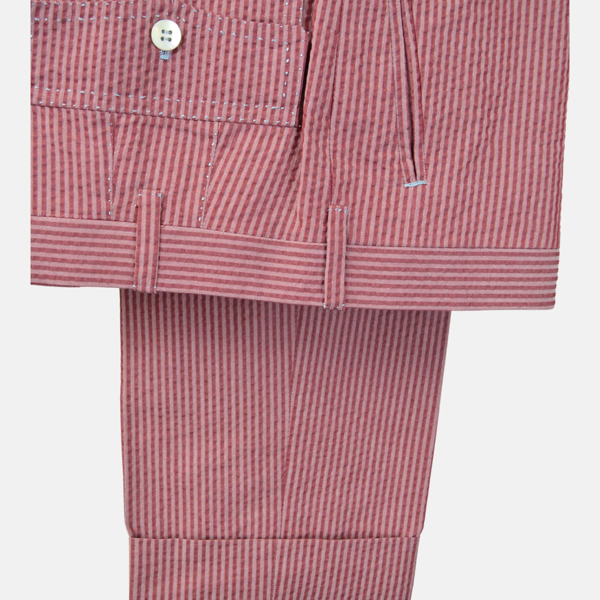 Bordeaux Striped Seersucker Suit made of Cotton (EU 54)