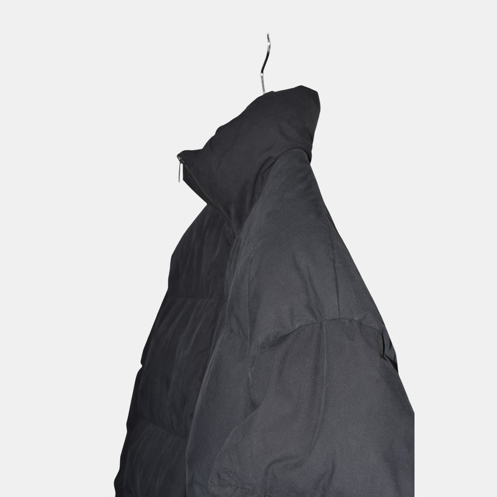Black Down Hooded Coat made of Cotton (M)