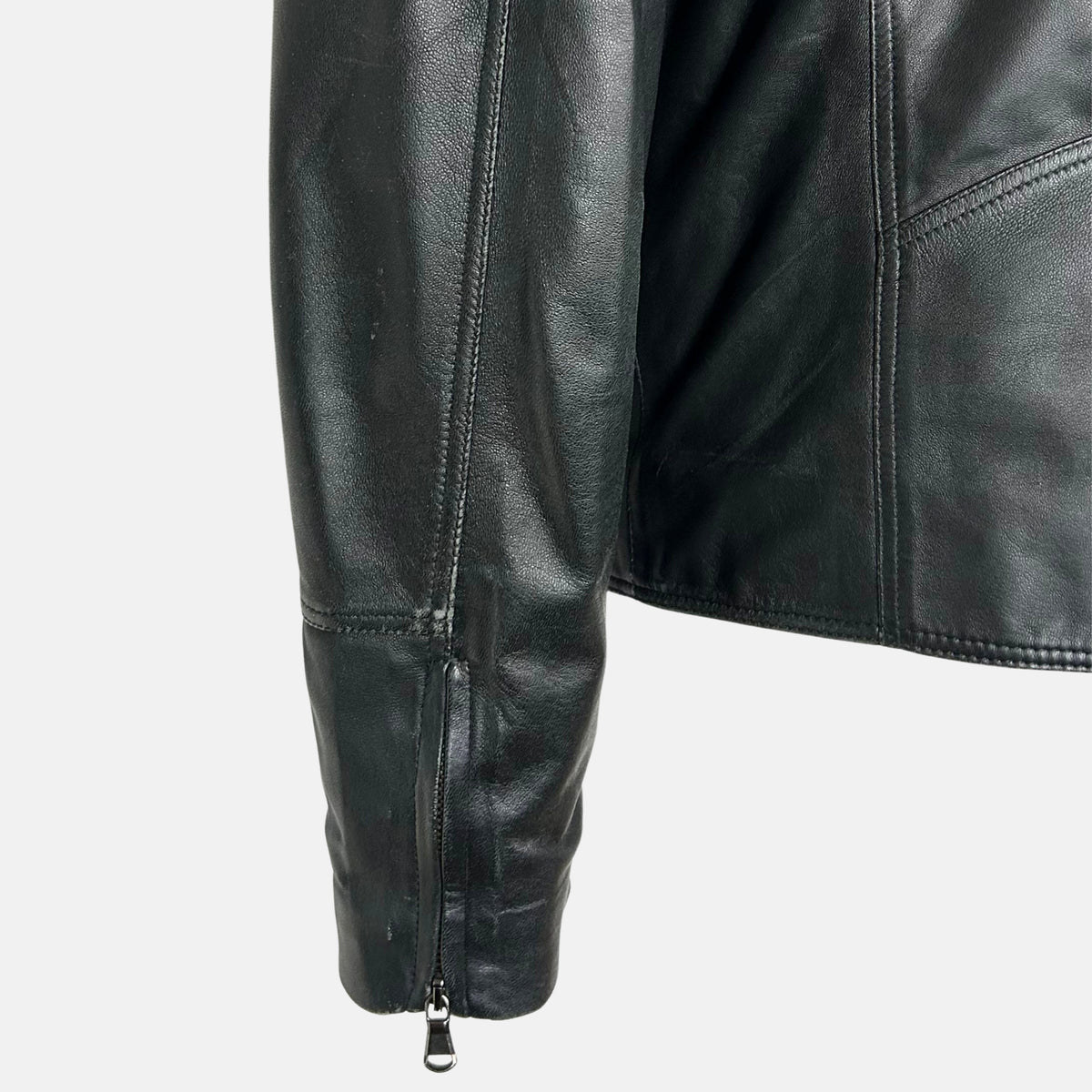 Black Biker Jacket made of Leather (EU 48)