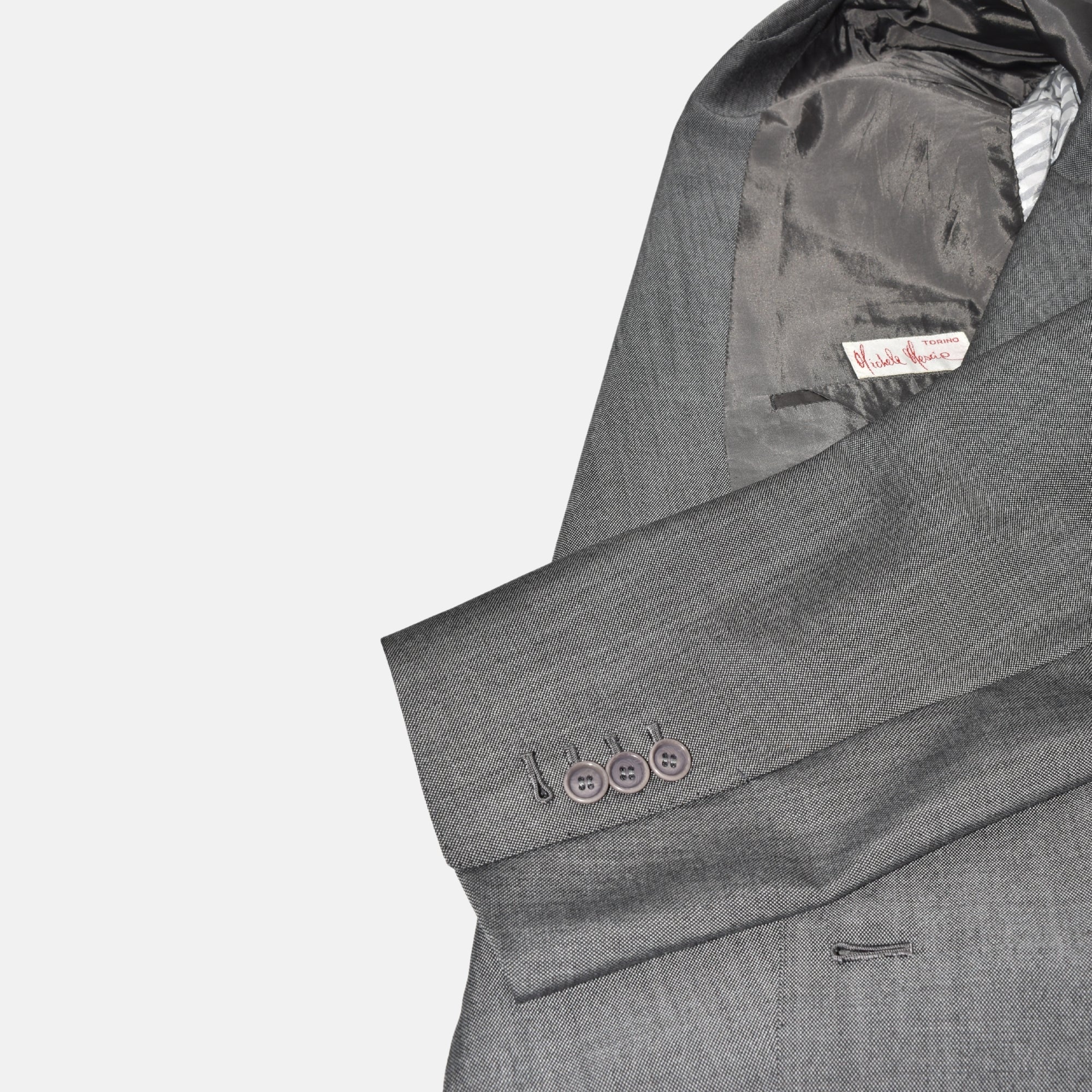 Gray Double Breasted Suit made of Wool (EU 52L)