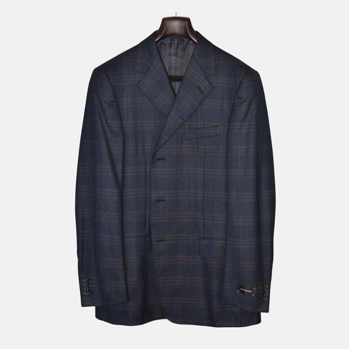Blue/Grey Checked Wool/Cashmere Blazer (EU 52)