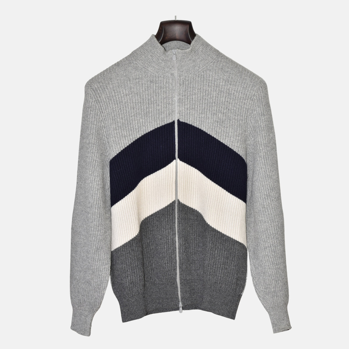Grey/Navy Cashmere Zipper-Jacket (EU 48)